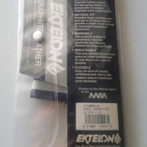 VINTAGE EKTELON UNISEX RACQUETBALL ARC2 GRAPHITE LEATHER GLOVE LEFT EXTRA SMALL - Picture 2 of 8